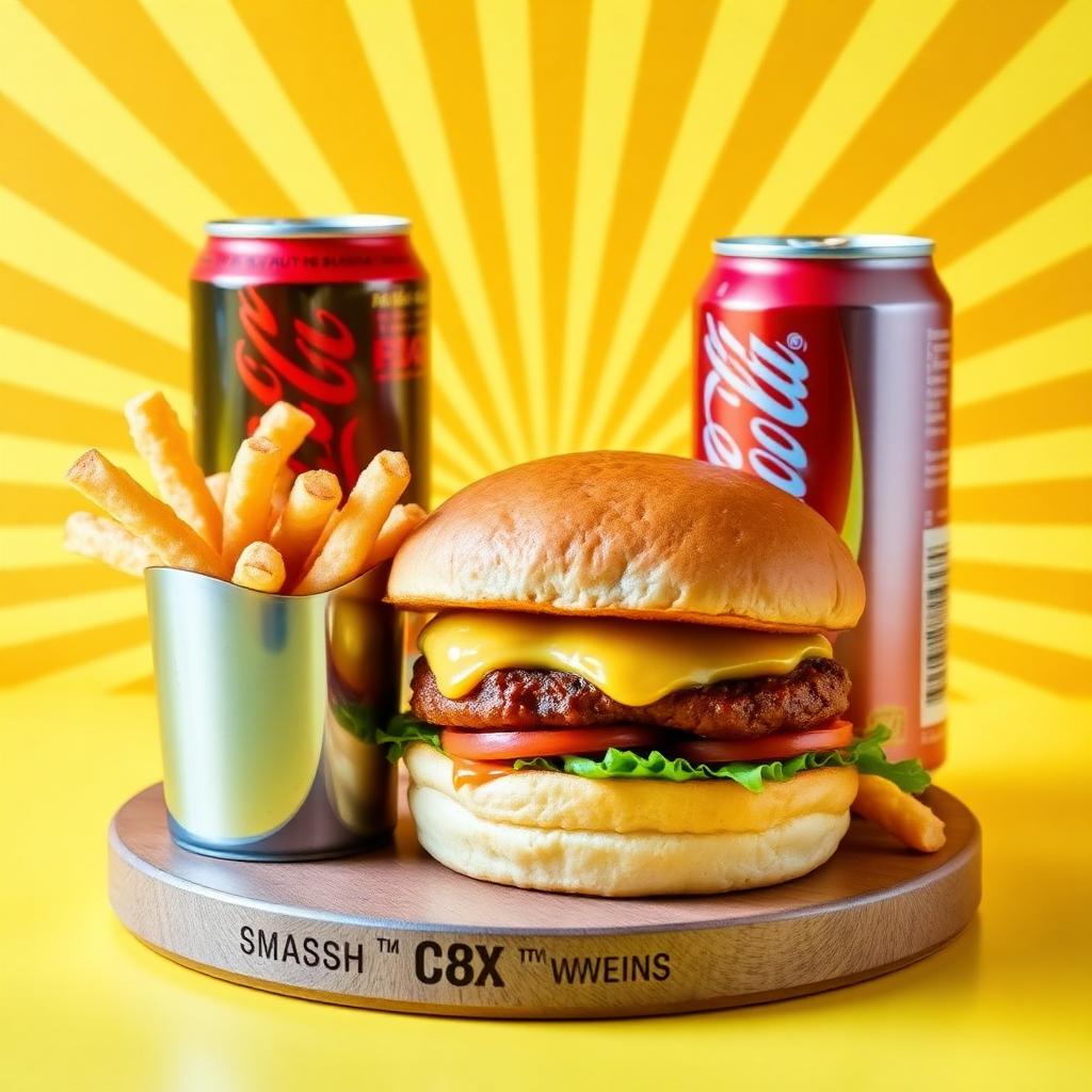 Trio #2 — Cheeseburger + 6 chicken wings + soft drink