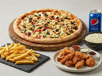 Combo #6 — Pizza Small + 12 wings or 15 nuggets + 2 Pepsi