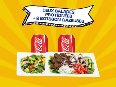 Trio #18 — Two protein salads + 2 drinks